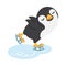 Cute penguin doing ice skating cartoon