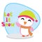 Cute penguin is happy under snow fall cartoon illustration for Christmas card design