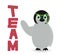 Cute penguin holding teamwork concept, victory, goal, business success and freedom