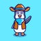 cute penguin illustration wearing cowboy clothes