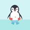 Cute Penguin in inflatable ring cartoon