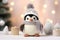 cute penguin knitted wool miniature AI generated