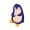 Cute penguin with a pipe. Vector illustration on white background.