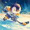 Cute Penguin Playing Hockey, Perfect for Sports Promotions!