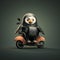 Cute Penguin Riding A Motorcycle: Playful And Dark 3d Rendered Art