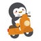 Cute Penguin riding scooter cartoon