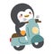Cute Penguin riding scooter flat