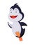 Cute penguin running. Funny draw character in cartoon style. Adorable wild animal