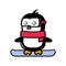 Cute penguin skiing mascot design