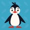 Cute penguin standing and smiling. Vector illustration of arctic bird shows happy emotion. Smile emoji. Smiley icon