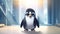 Cute Penguin In A Suit And Sunglasses - Energy-filled Icepunk Illustration