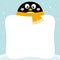 Cute penguin with winter blank banner