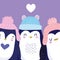 Cute penguins adorable with pompom hats bird animal cartoon wildlife