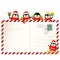 Cute Penguins on Christmas postcard - holiday greeting card template isolated