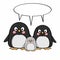 Cute penguins family and thinking