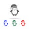 Cute Penguins wearing Santa Claus hat icon. Elements of Christmas holidays in multi colored icons. Premium quality graphic design