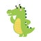 Cute Pensive Crocodile, Funny Alligator Predator Green Animal Character Cartoon Style Vector Illustration