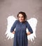 Cute person with angel illustrated wings