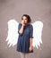 Cute person with angel illustrated wings