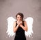 Cute person with angel illustrated wings