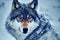 Cute photorealistic 3d render wolf portrait in a frozen winter forest Generative AI illustration