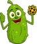 Cute Pickle Cartoon Character Giving A Thumb Up And Holding A Pickleball Ball