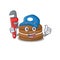 A cute picture of chocolate macaron working as a Plumber