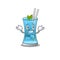 A cute picture of grinning blue hawai cocktail caricature character