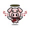cute pig animal cupid character playing guitar