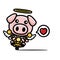 cute pig animal cupid characters riding motorbikes