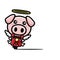 cute pig animal cupid characters riding motorbikes