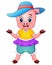 Cute pig cartoon raising his arms