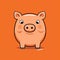 Cute Pig Drawing On Orange Background - Simplistic Character Design