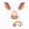 Cute pig ears, tail, and nose or piglet 2019 chinese new year symbol decorations pink piggy design elements animal body parts