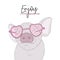 Cute pig with Enjoy every moment quote. Happy life funny piglet drawing. Animal cartoon character illustration