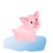 Cute pig funny piggie cartoon style, vector illustration