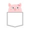 Cute pig girl in the pocket. Happy face. Cartoon animals. Piggy piglet character. Dash line. Animal collection. White and black