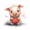 Cute Pig With A Heart - Vector Illustration By Vicente Romero Redondo