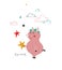 Cute Pig Holding A Star.