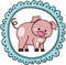 Cute pig label round sticker