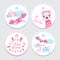 Cute pig, love letter, and arrow cartoon illustration for Valentine cupcake topper set design