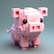 Cute Pig Pixel Animals: 3d Render In Voxel Art Style