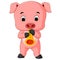 Cute pig playing saxophone