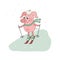 Cute Pig Skier. Lovely cartoon Character