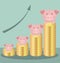 Cute Piggy Bank With Stack Gold Coins Form To be Bar Chart,