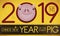 Cute Piggy Face in Commemorative Sign for Chinese New Year, Vector Illustration