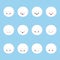 Cute pills smiling. Happy pills and pills with emotions and face on a blue background. Vector image