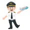 Cute pilot on white background