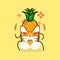 cute pineapple character with angry expression. nose blowing smoke, eyes bulging and grinning