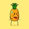 cute pineapple character with disgusting expression and tongue sticking out